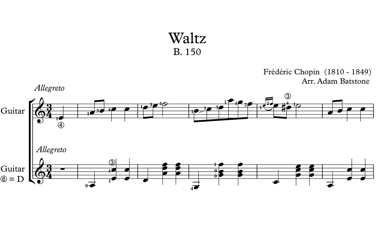 Chopin Waltz B.150 score